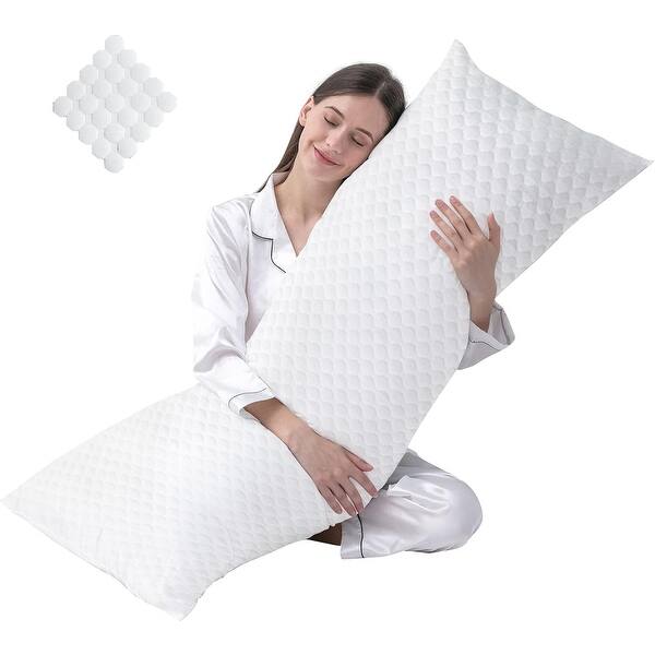 Full Body Pillow Insert with Fiber Cover, 20"x54" Offwhite Bed
